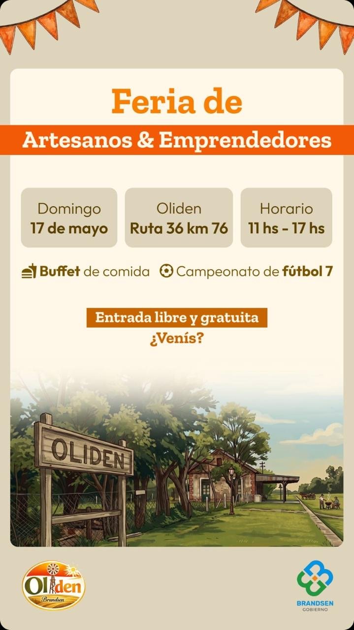 Oliden, Partido de Brandsen, celebra la Feria de artesanos y emprendedores